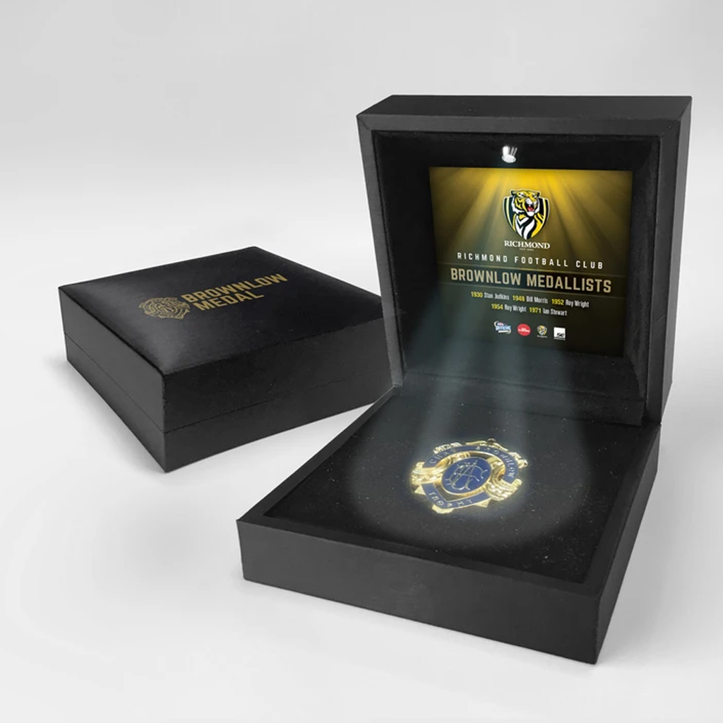 History of Chas Brownlow Richmond Tiger Official Afl Replica Medal in Black Led Box - 2050
