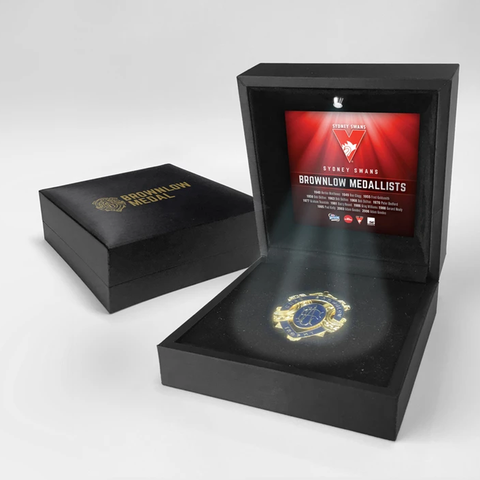 History of Chas Brownlow Sydney Swans Official Afl Replica Medal in Black Led Box - 2060