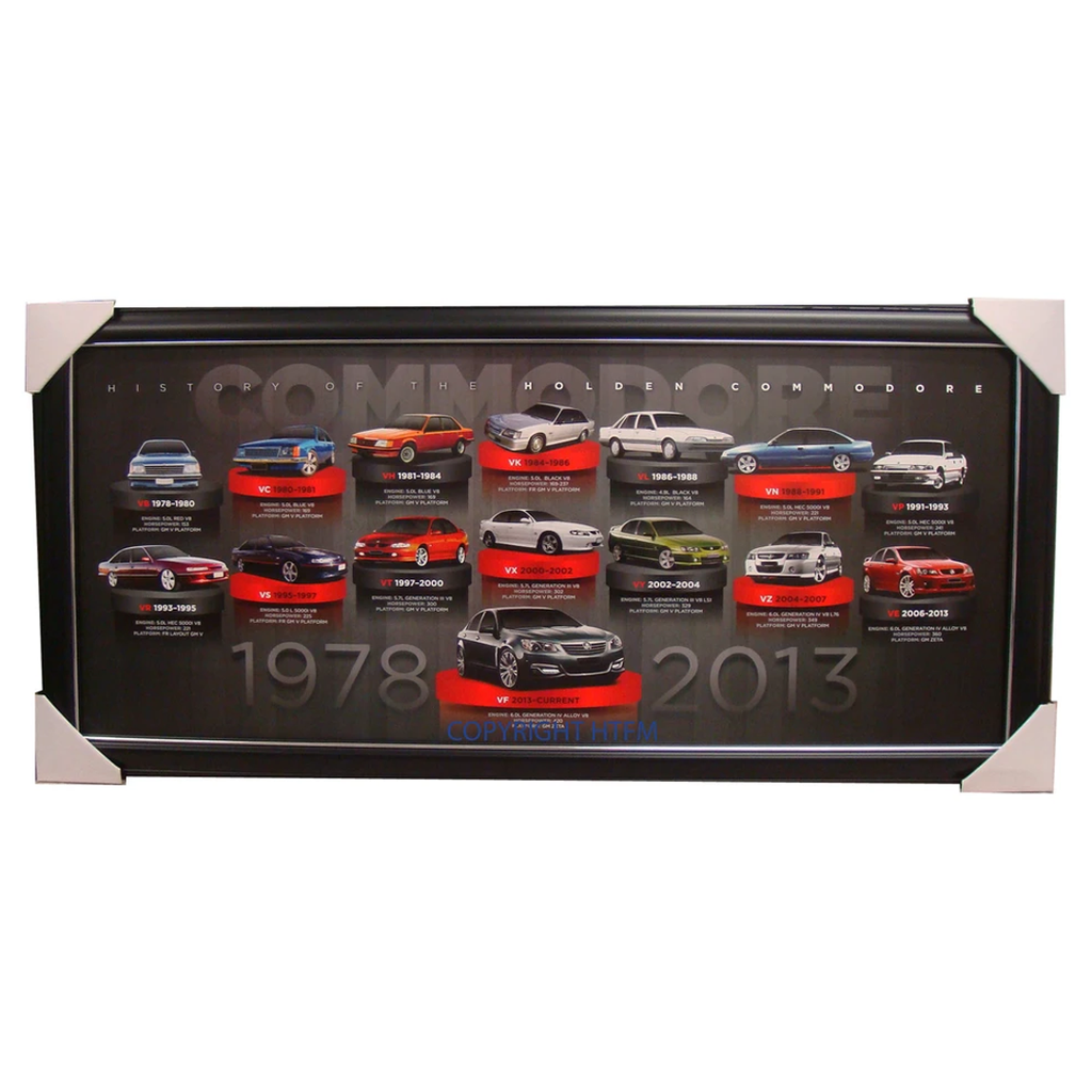 Holden History of the Holden Commodore 1978 - 2013 Limited Edition Print Framed - 1602