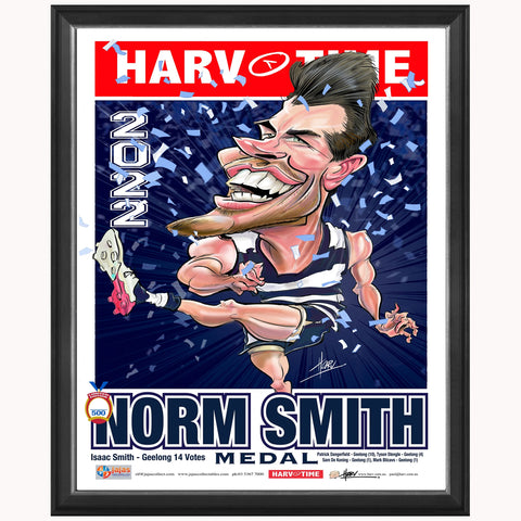Isaac Smith Norm Smith 2022 Premiers Geelong Cats Harv Time Limited Edition Print Framed - 5300