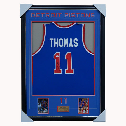 Isiah Thomas Signed Detroit Pistons Jersey Framed NBA Champions - 5260