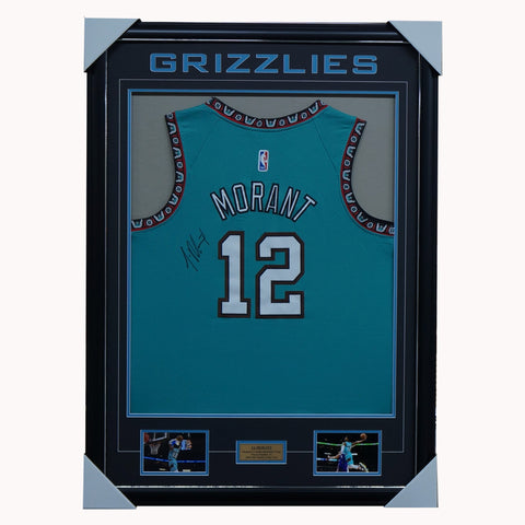 Ja Morant signed Memphis Grizzlies NBA Jersey Framed with Photos - 5232