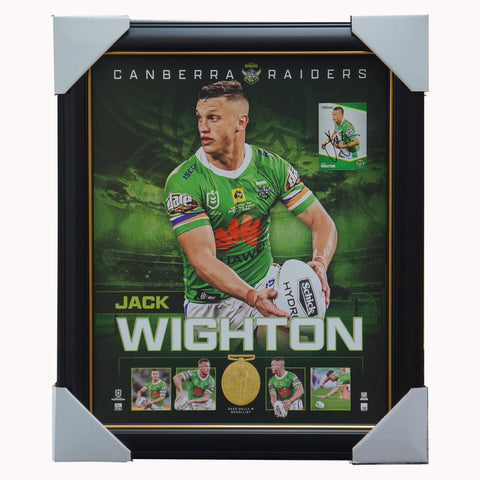 Jack Wighton Canberra Raiders 2020 Dally M Official NRL Player Print Framed + Signed Card - 4746