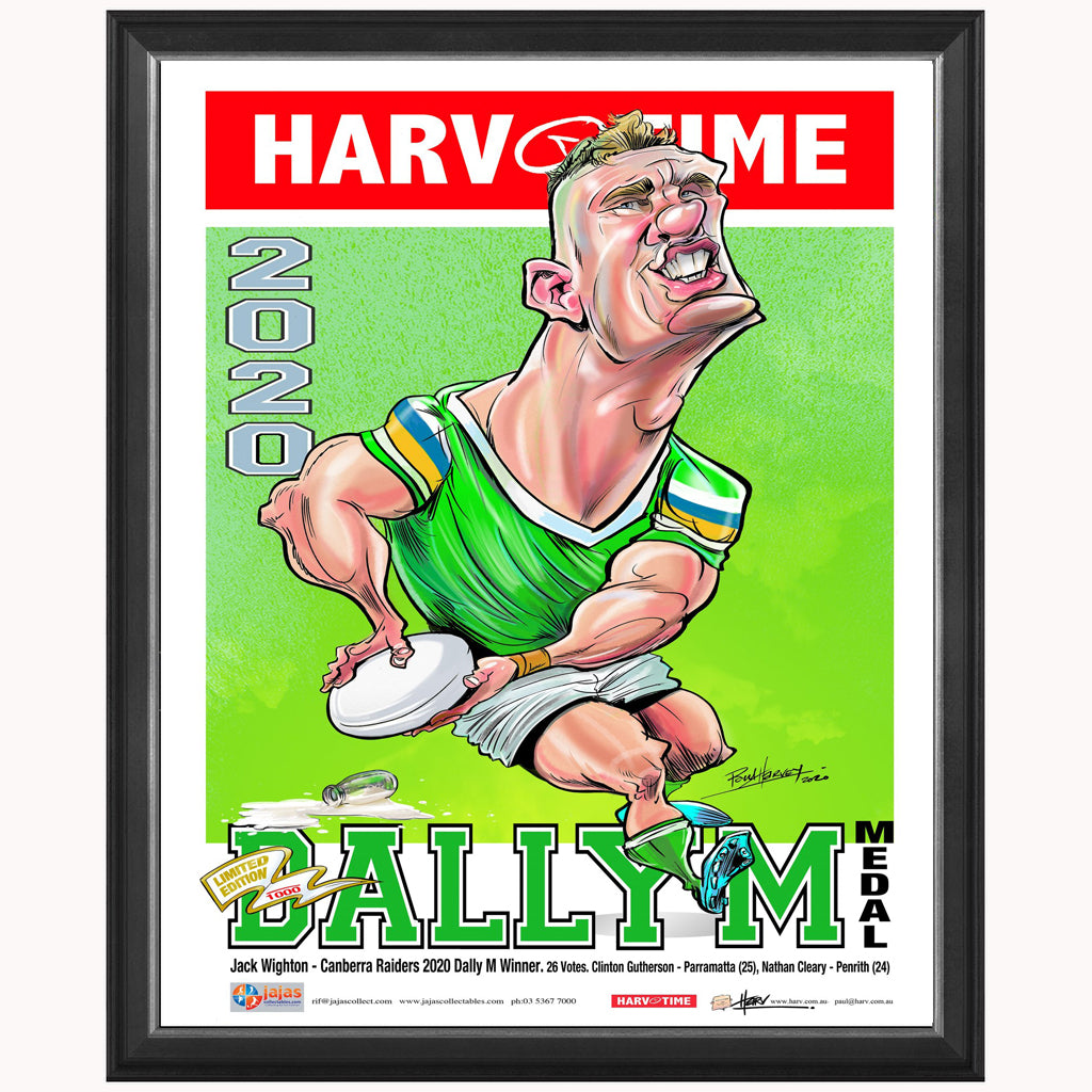 Jack Wighton Canberra Raiders 2020 Dally M Harv Time Print Framed - 4663
