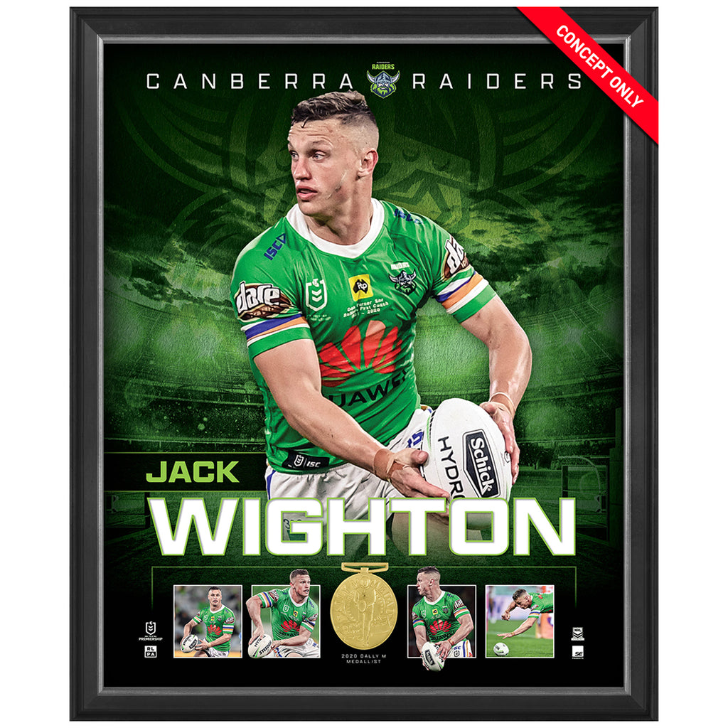 Jack Wighton Canberra Raiders 2020 Dally M Official NRL Player Print Framed - 4591