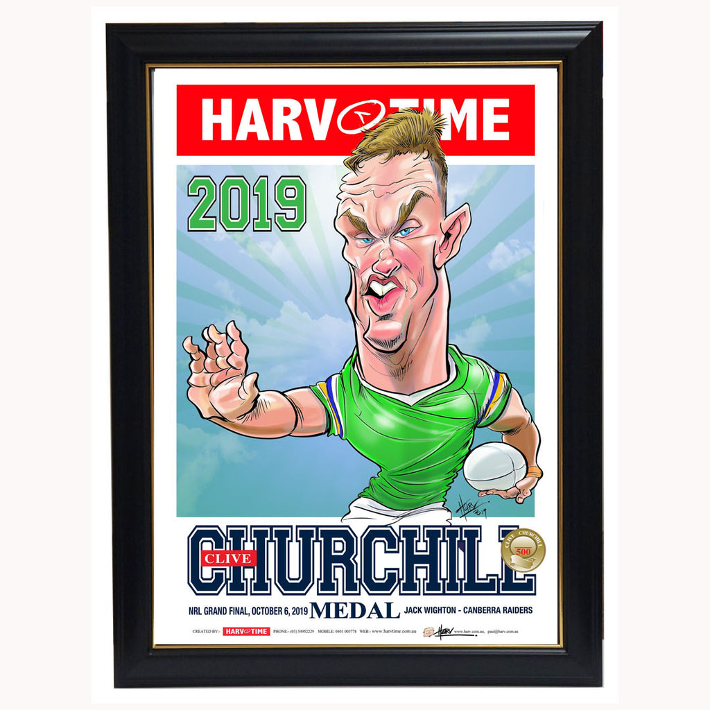 Jack Wighton Canberra Raiders 2019 Clive Churchill L/e Harv Time Print Framed - 3848