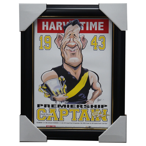 Jacky Dyer Richmond 1943 Vfl Premiership Captain Harv Time L/e Print Framed - 3162