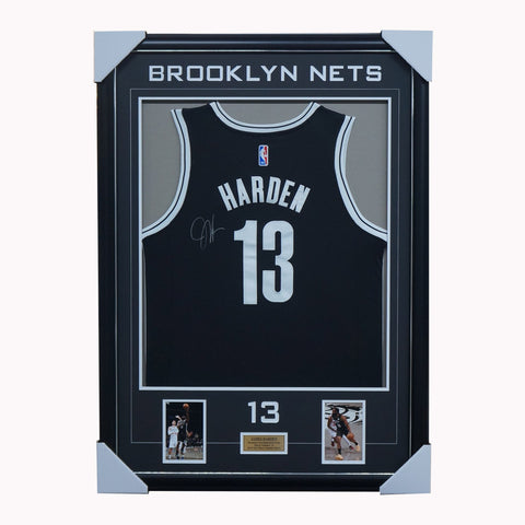 James Harden Brooklyn Nets NBA Signed #13 Jersey Framed - 4972