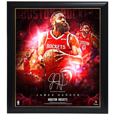 James Harden Houston Rockets Facsimile Signed Official Nba Print Framed - 3957