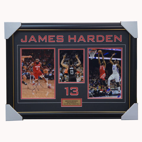 James Harden Signed Houston Rockets Nba Photos Framed 2018 Nba Mvp + Coa - 3576