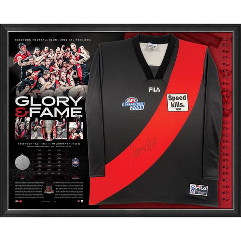 Essendon 2000 AFL Premiers Official James Hird Signed Guernsey Framed - 5255
