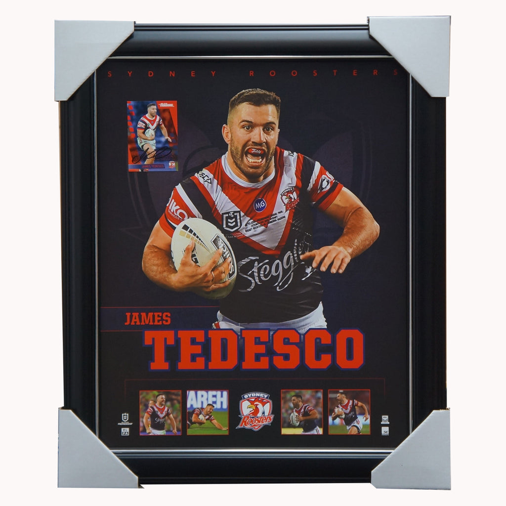 James Tedesco Sydney Rooster Official NRL Player Print Framed + Signed Card - 4747
