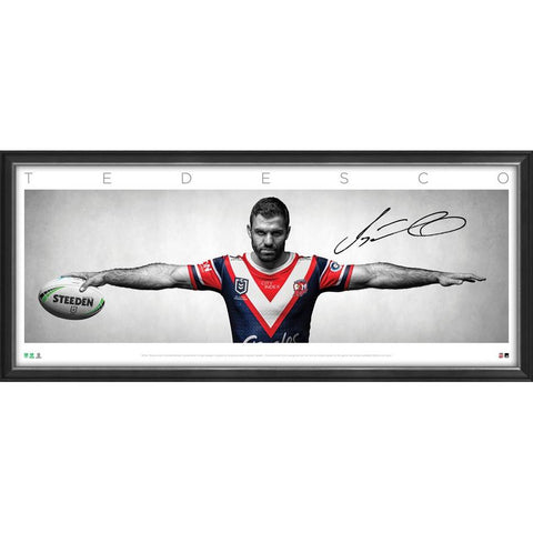 James Tedesco Signed Sydney Roosters Wings Official NRL Print Framed - 5204