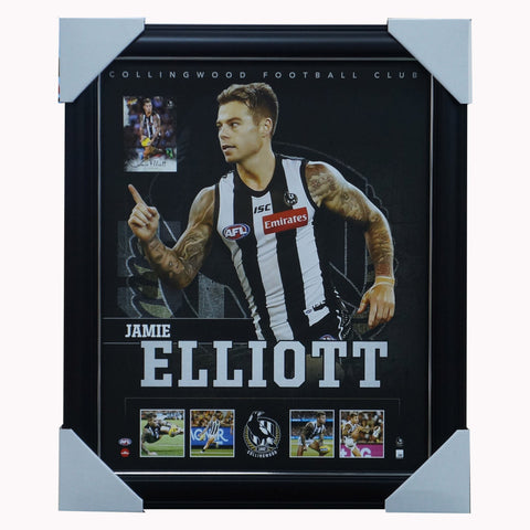 Jamie Elliot Collingwood Official AFL Print Framed + Signed Card - 5008