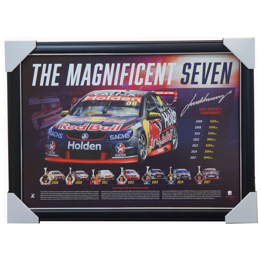 Jamie Whincup Signed The Magnificent Seven V8 Supercars Champion Print Framed - 3575