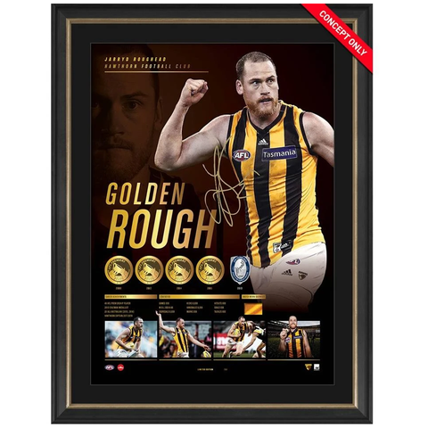 Jarryd Roughead Signed "Golden Rough" Hawthorn Retirement Lithograph Framed - 3766