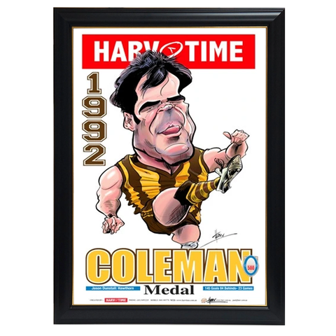 Jason Dunstall, 1992 Coleman Medal, Harv Time Print Framed - 4297