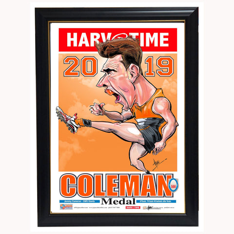 Jeremy Cameron 2019 Afl Coleman Medal Greater Wester Sydney Harv Time L/e Print Framed - 3903