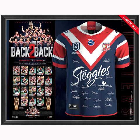 Sydney Roosters 2019 Nrl Premiers Official Team Signed Jersey Framed - 3835