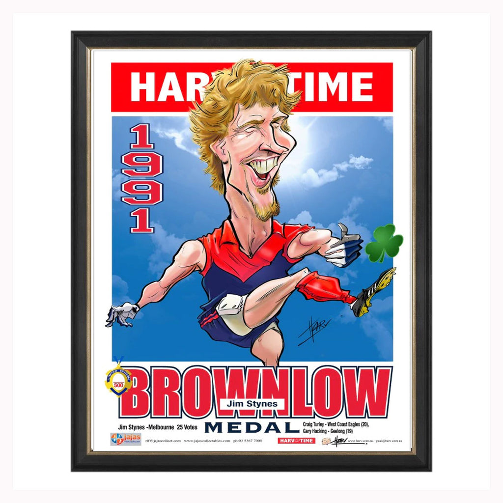 Jim Synes 1991 Brownlow Medallist Melbourne Harv Time L/E Print Framed - 5053