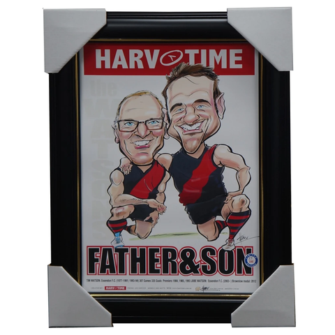 Jobe Watson and Tim Watson Father & Son Essendon Harv Time L/e Print Framed - 3158