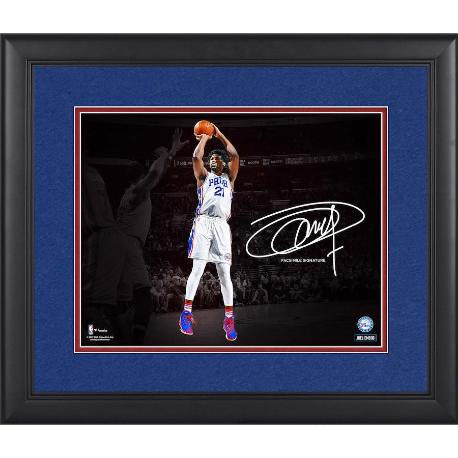 Joel Embiid Philadelphia 76ers Framed 11" x 14" Spotlight Photograph - Facsimile Signature Fanatics Official - 4621