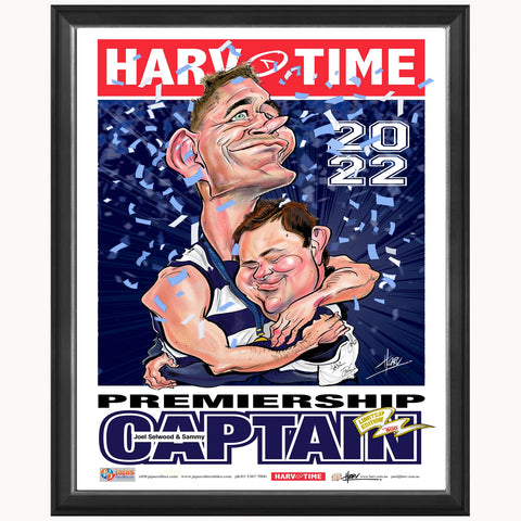 Joel Selwood 2022 Premiership Captain Geelong Cats Harv Time Limited Edition Print Framed - 5299