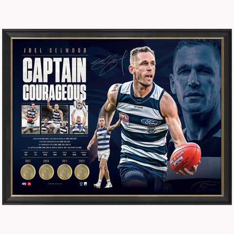 Joel Selwood Signed Deluxe Geelong Cats Official AFL Retirement Print Framed - 5369
