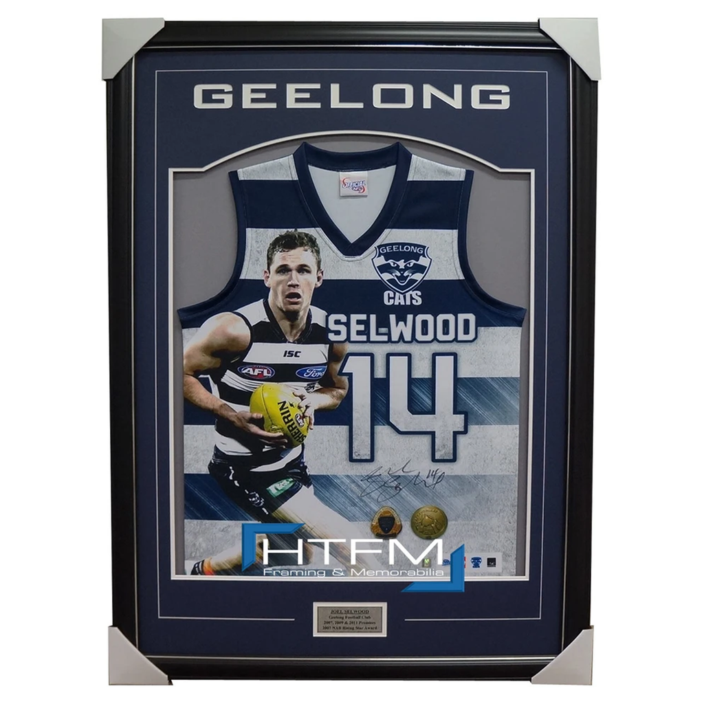 Joel Selwood Signed Afl Geelong Impact Limited Edition Jumper Framed Official - 1909
