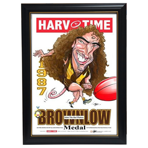 John Platten 1987 Brownlow Hawthorn Harv Time Limited Edition Print Framed - 3611