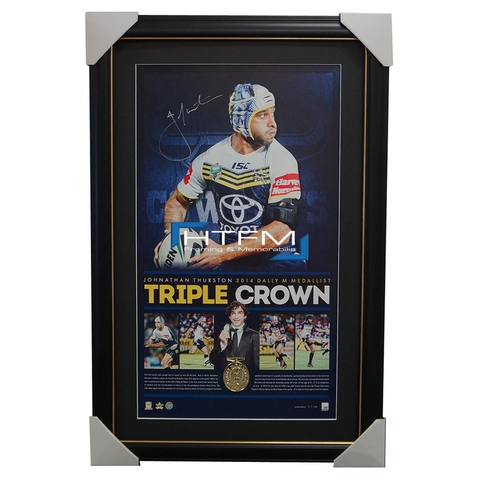 Johnathan Thurston Signed 2014 Dally M Signed Print Framed North Qld Cowboys Nrl - 2022