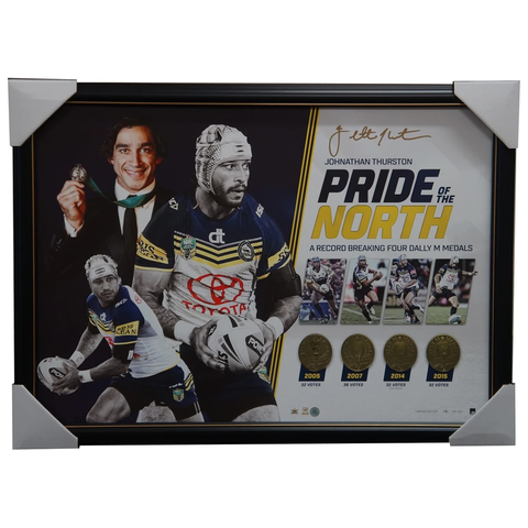 Johnathan Thurston Signed 2015 Dally M Official Nrl Print Framed North Qld Cowboys - 2912