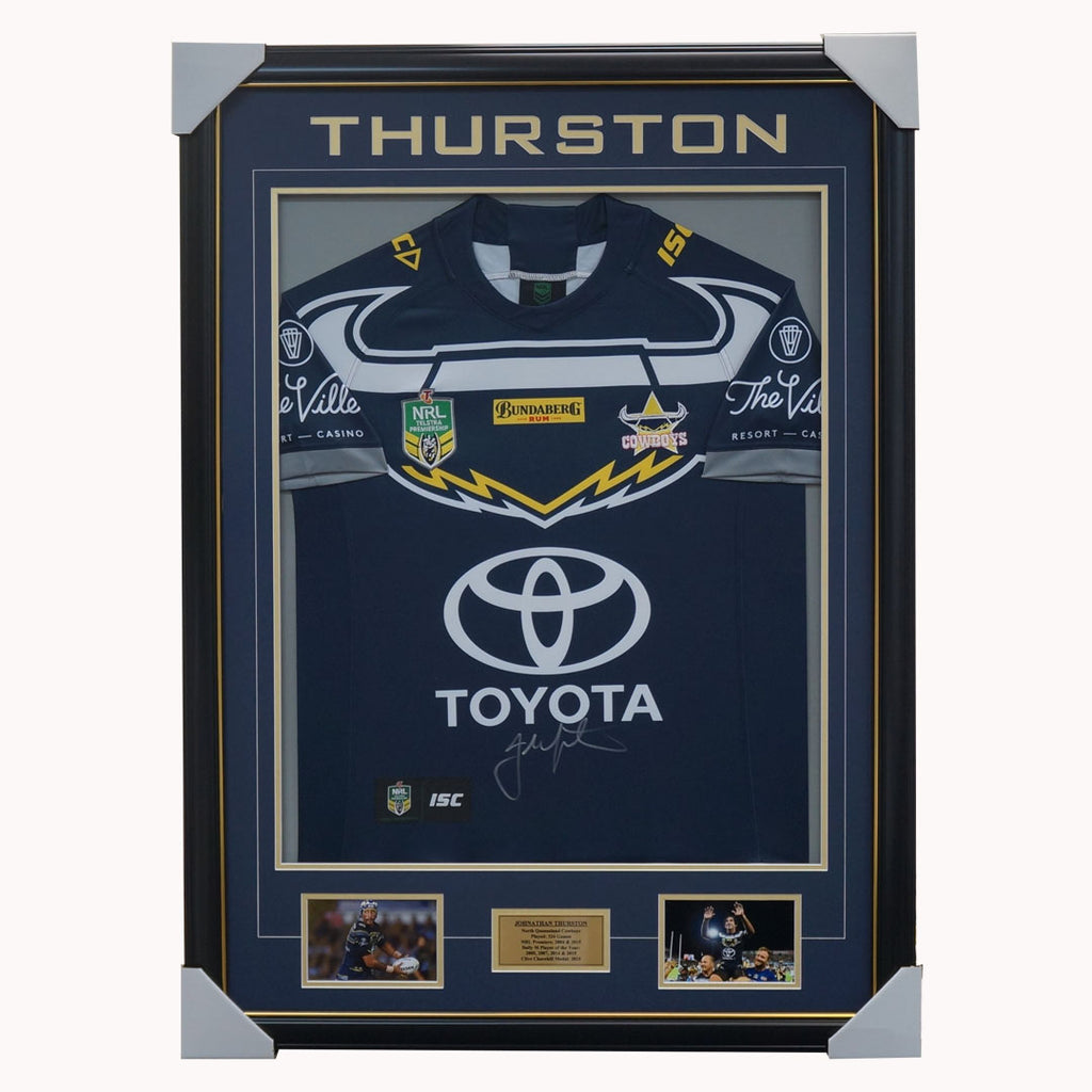 Johnathan Thurston Signed North Queensland Cowboys Jersey Framed - 3651