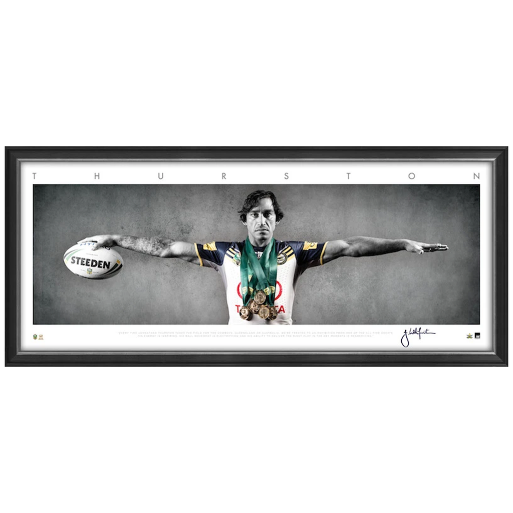 Johnathan Thurston Signed Mini Wings North Queensland Cowboys Nrl Print Framed - 3285