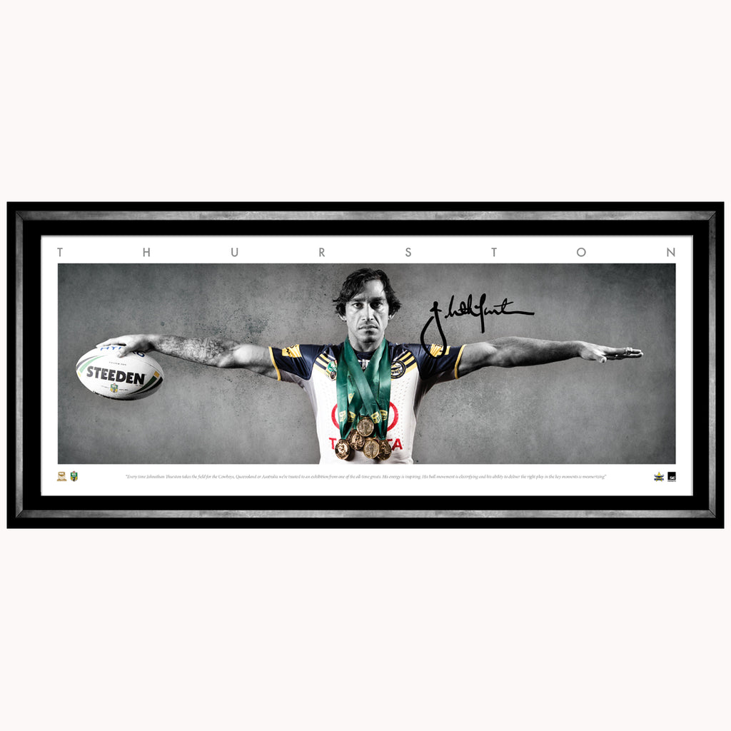Johnathan Thurston Signed North Queensland Cowboys Official Nrl Full Size Wings Print Framed - 4478