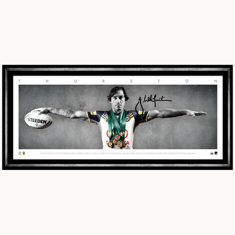 Johnathan Thurston Signed North Queensland Cowboys Official Nrl Full Size Wings Print Framed - 4478