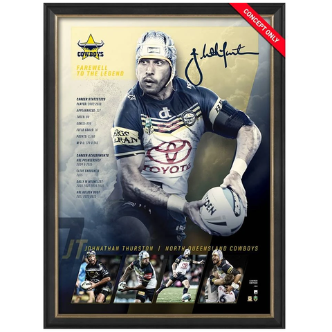 Johnathan Thurston Signed North Queensland Retirement Official Nrl Print Framed - 3945