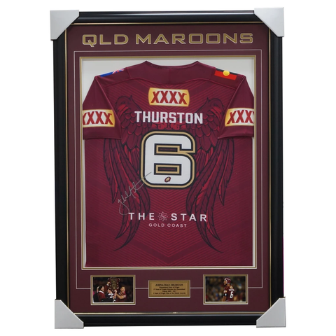 Johnathan Thurston Signed Queensland 2017 State of Origin No.6 Signed Jersey Framed - 3243