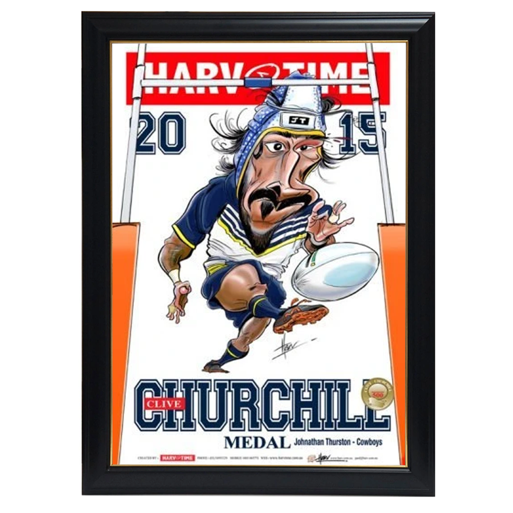 Jonathan Thurston, 2015 Churchill Medal, Harv Time Print Framed - 4264