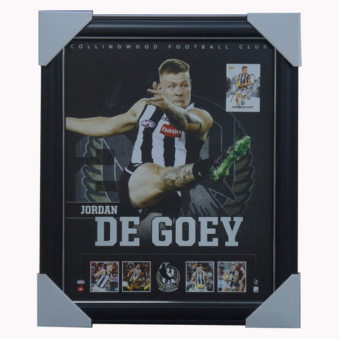 Jordan De Goey Collingwood Official AFL Print Framed + Signed Card - 5007