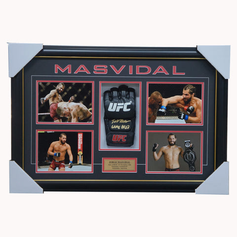 Jorge Masvidal Signed UFC Glove Box Framed With Photos + COA - 5023