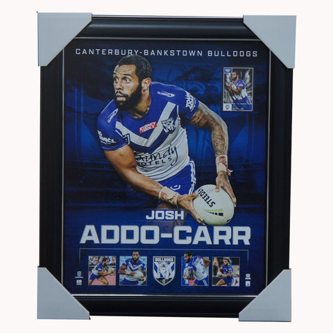 Josh Addo-Carr Canterbury-Bankstown Bulldogs Official NRL Player Print Framed + Signed Card - 5323