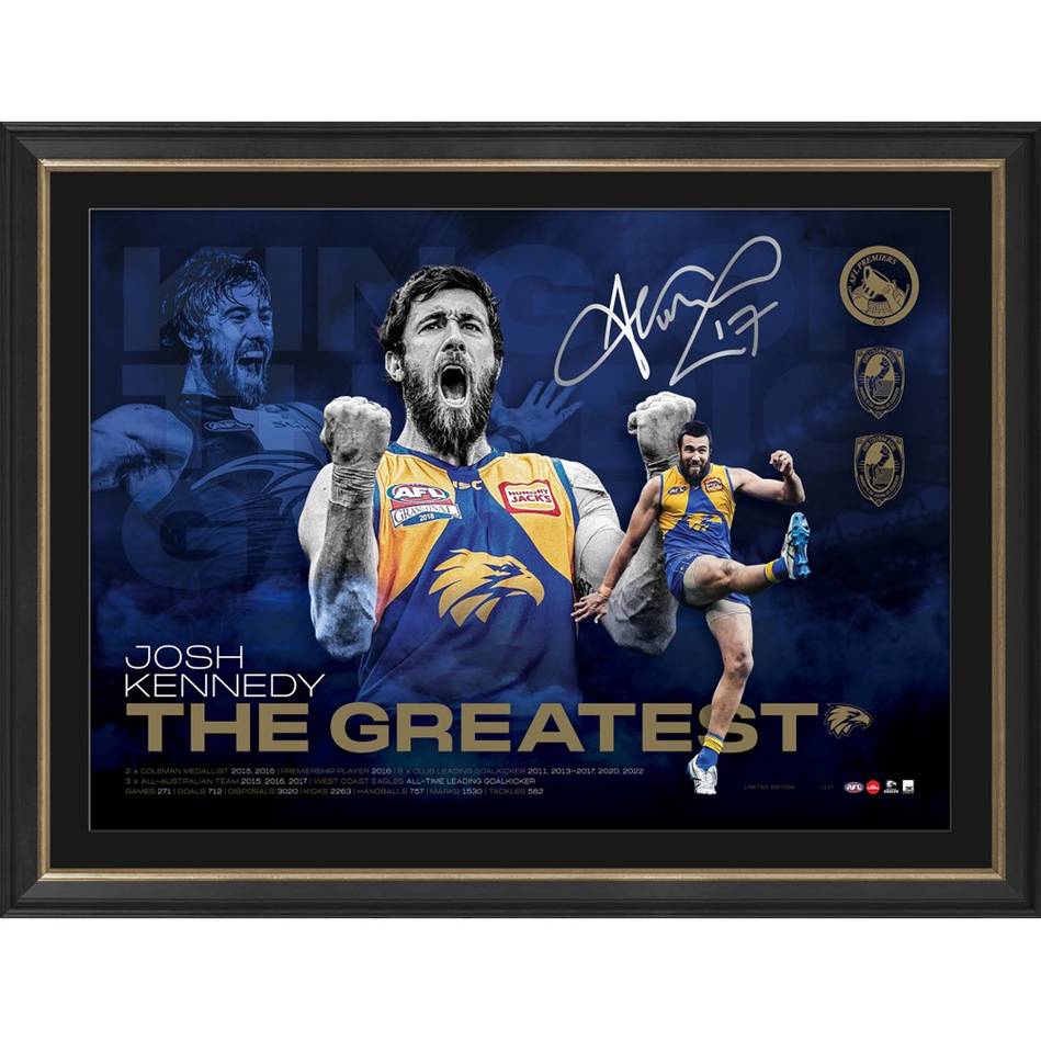 Josh Kennedy Signed West Coast Eagles Official AFL Retirement The Greatest Lithograph Framed - 5251