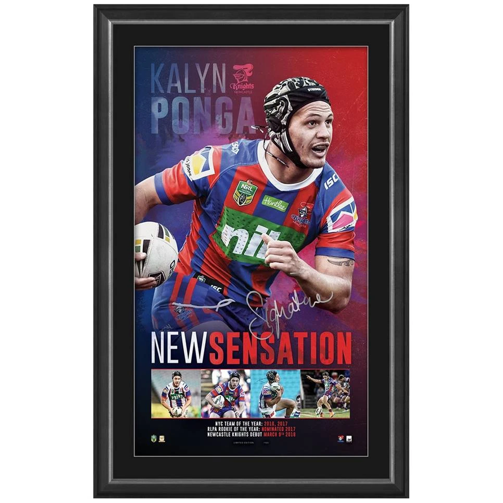 Kalyn Ponga Signed Newcastle Knights Official Nrl Print Framed - 3934
