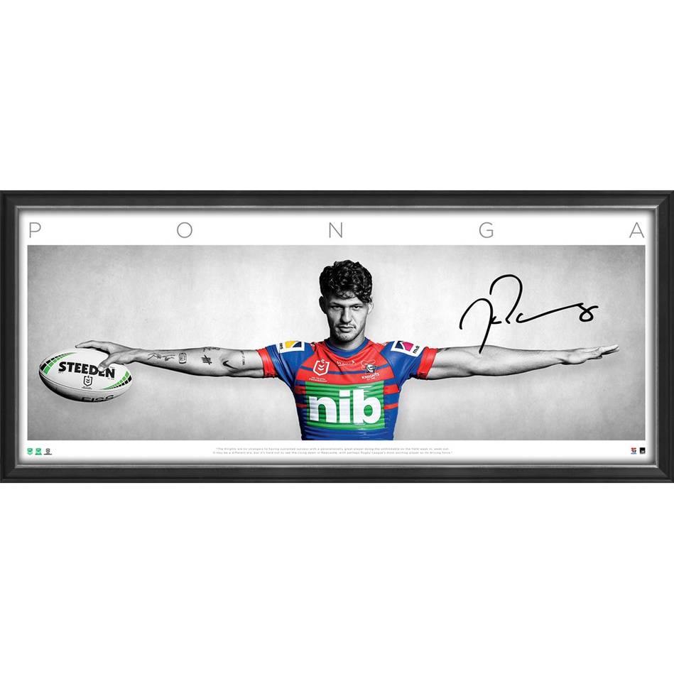 Kalyn Ponga Signed Newcastle Knights Official NRL Wings Print Framed - 4724