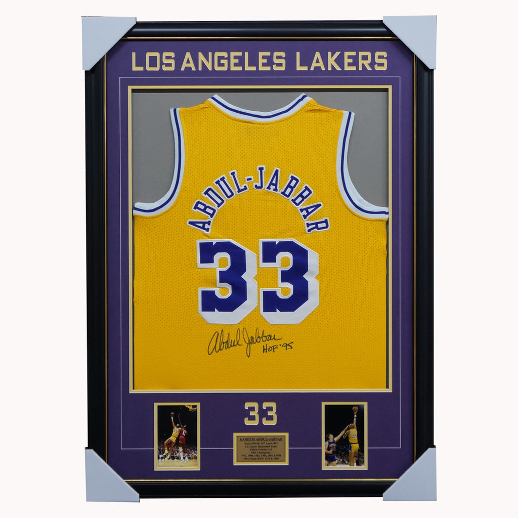 Kareem Abdul-jabbar Signed Los Angeles Lakers Nba Jersey Framed 6 X Nba Champion - 4398