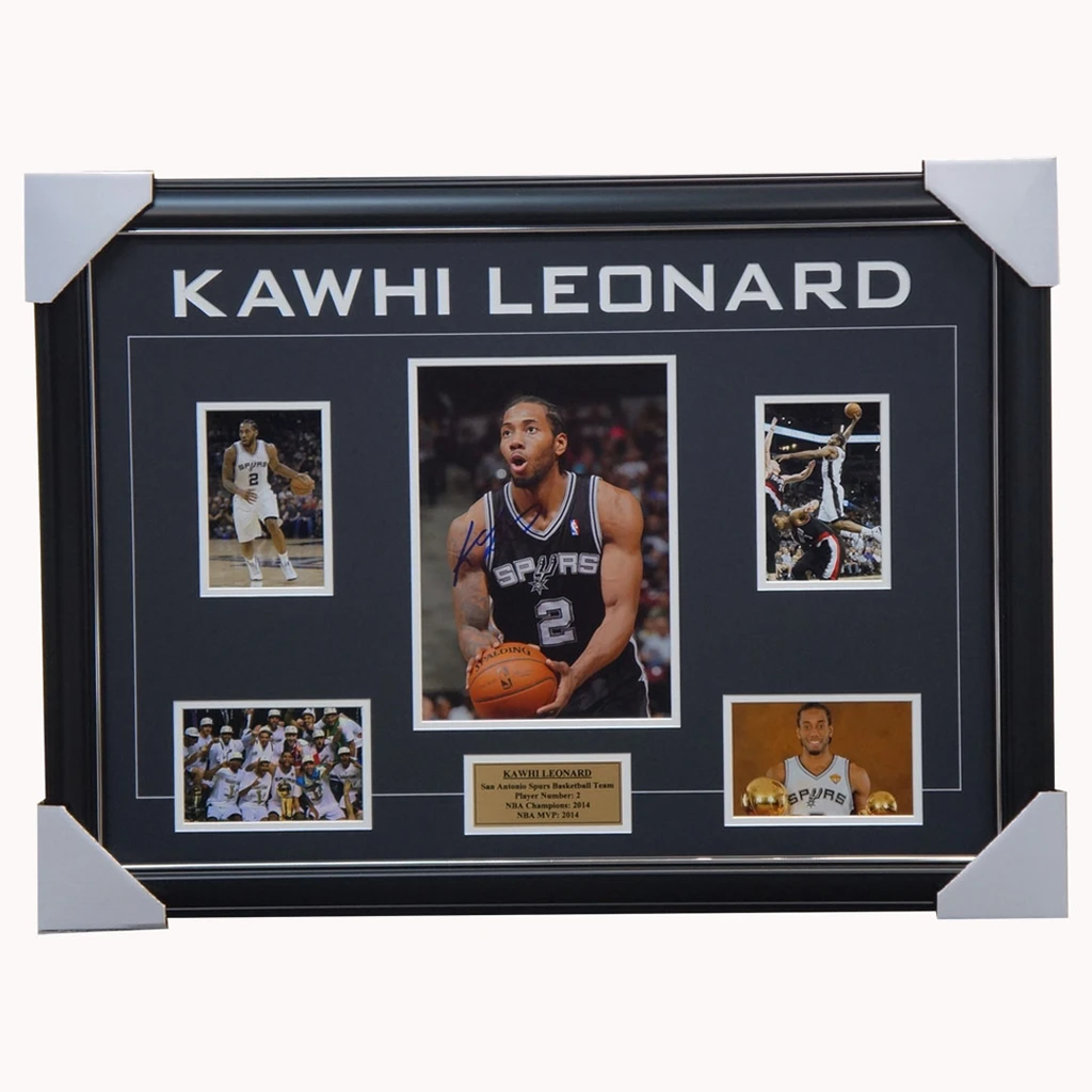 Kawhi Leonard Signed San Antonio Spurs 2014 Nba Champions Photo Collage Framed 100% Authentic - 3871