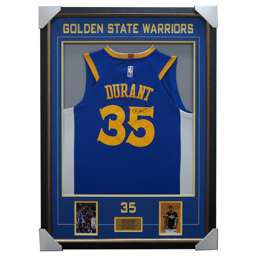 Kevin Durant Signed Nba Golden State Warriors Jersey Framed With Photos + Coa - 3419