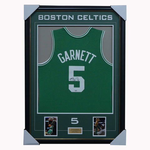 Kevin Garnett Autographed and Framed Green Celtics Jersey