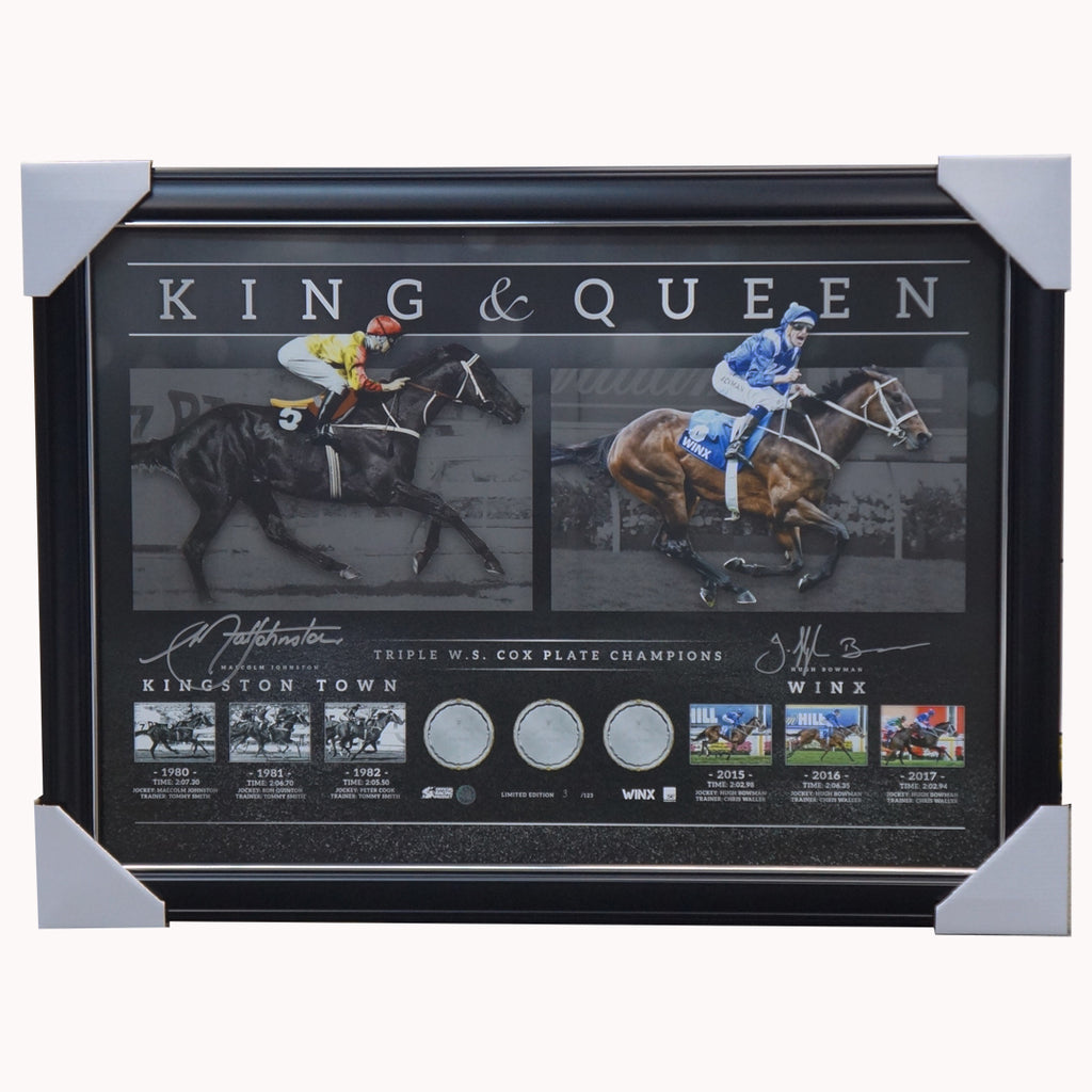 Kingston Town & Winx King & Queen Official Triple Cox Plate Champion Signed Print Framed - 3723 Express
